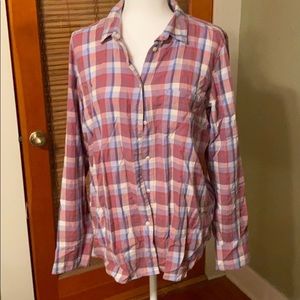 Button down super soft long sleeve plaid shirt